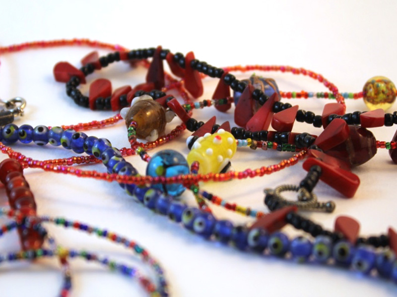 A selection of beaded necklaces