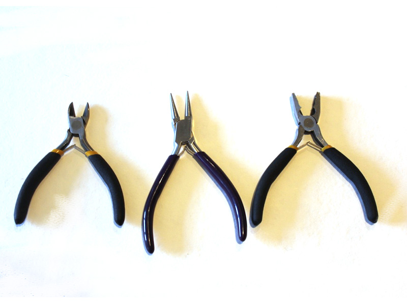 Cutting pliers, round nose pliers and flat nose pliers