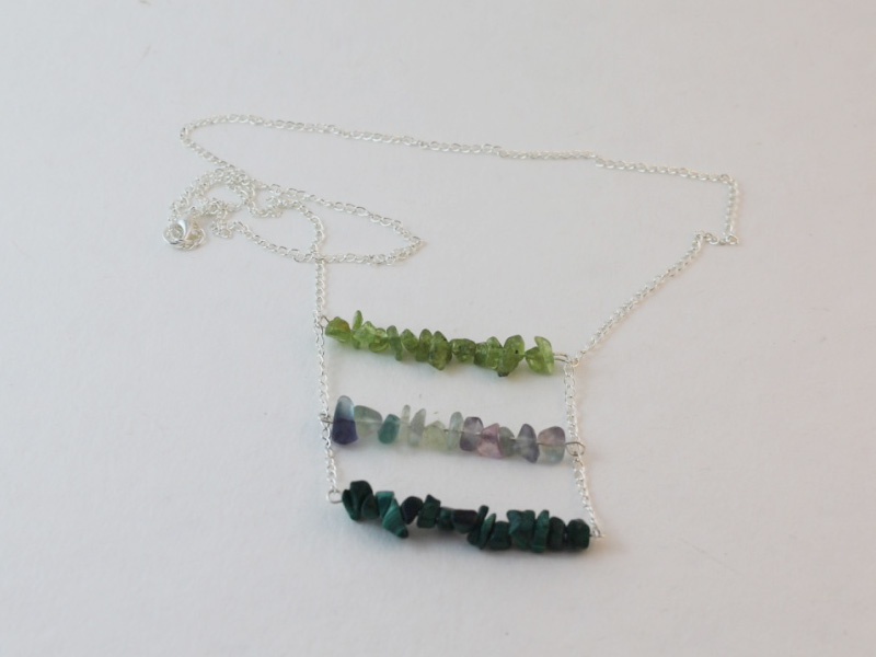 the completed triple bar charm necklace