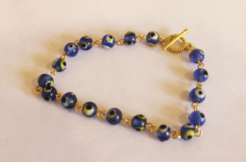 finished beaded chain bracelet with glass beads