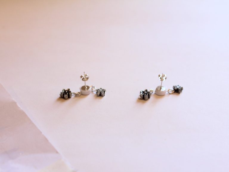 how to turn beads into double charm stud earrings, so cute!