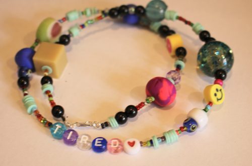 Finished mixed bead necklace with letter bead detail