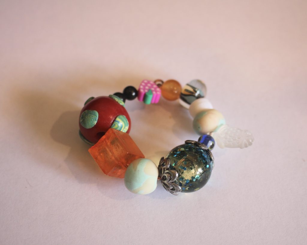 wire formed into a beaded circle charm